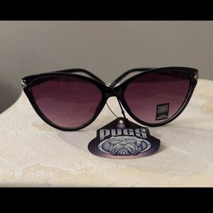 PUGS Navy Blue Rhinestone Accent Bling Cateye Sunglasses 100C9
